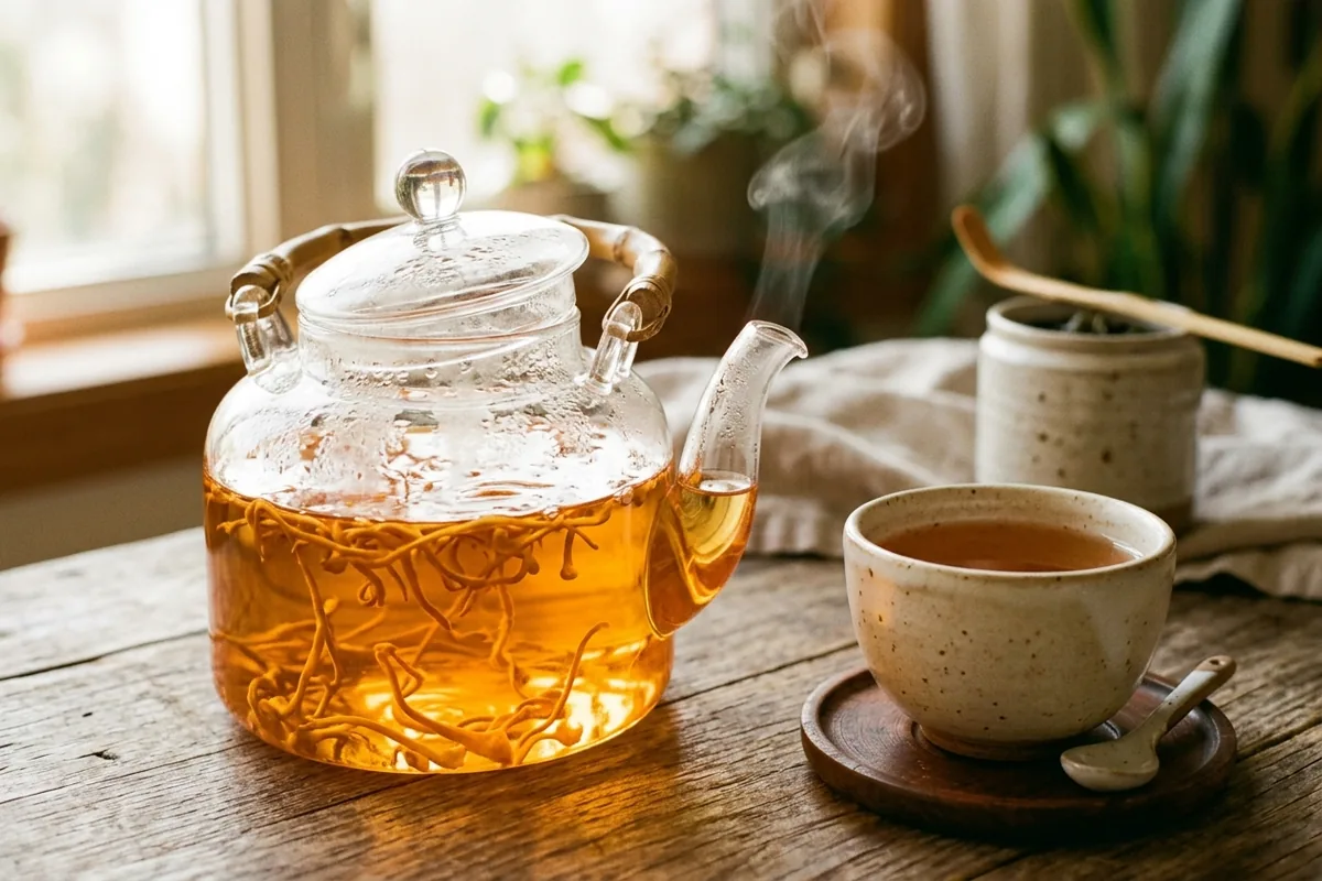 Nghệ thuật hãm trà đông trùng hạ thảo khô giữ trọn dưỡng chất