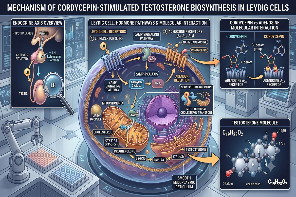 Cơ chế sinh học phân tử của Cordycepin kích hoạt thụ thể tế bào Leydig kích thích sản sinh Testosterone
