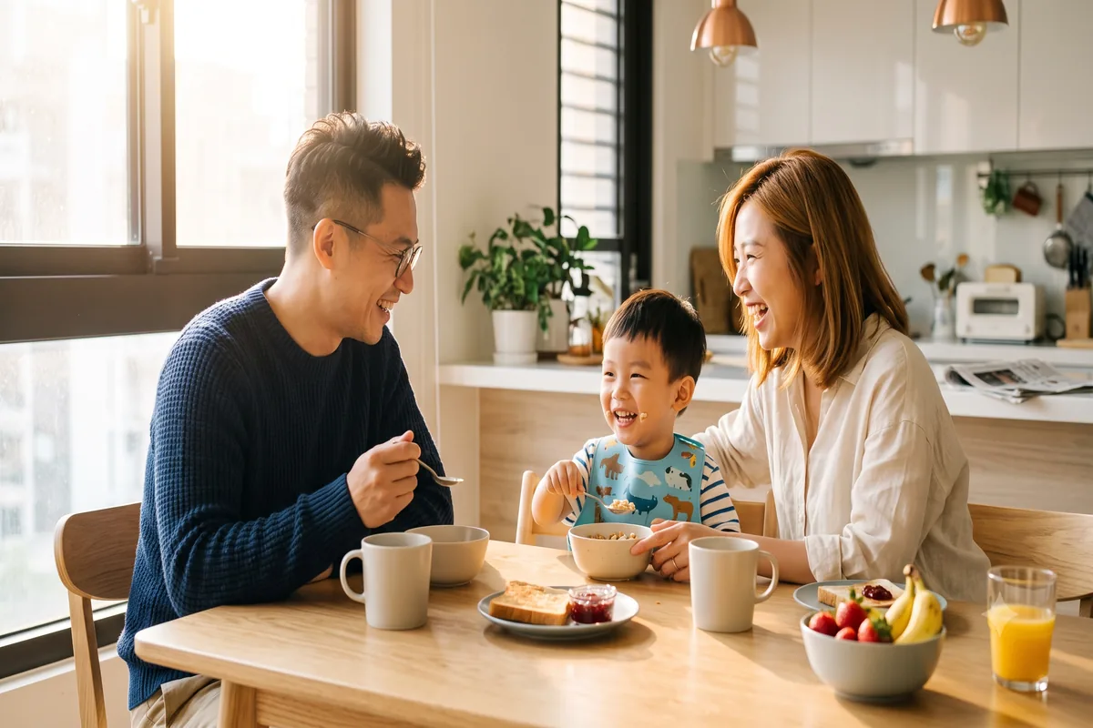Bữa sáng dinh dưỡng đầy đủ năng lượng thực vật toàn phần cho cả gia đình