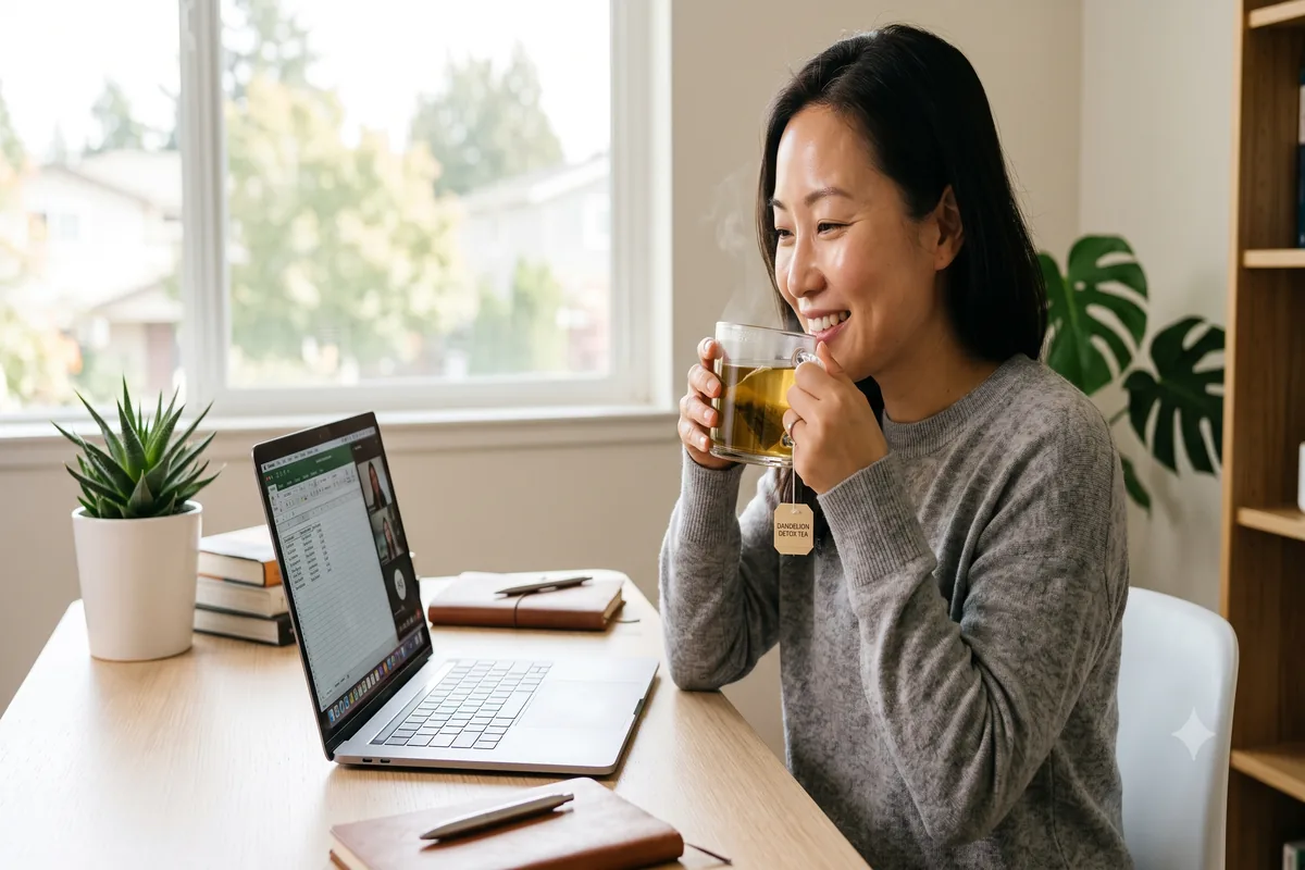 Uống trà bồ công anh thanh lọc cơ thể giảm mụn nhọt và nóng trong